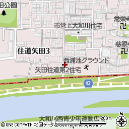 矢田住道第2駐車場周辺の地図