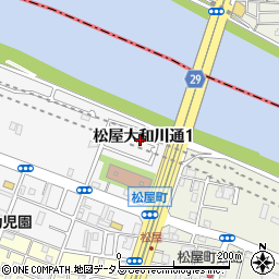 松屋大和川通とうかえで公園周辺の地図