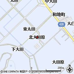 愛知県田原市和地町（北大田原）周辺の地図