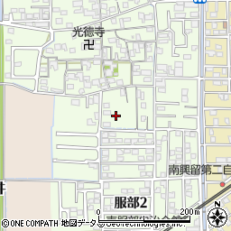 奈良県生駒郡斑鳩町服部周辺の地図