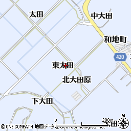 愛知県田原市和地町東太田周辺の地図