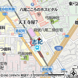 八尾シティネット株式会社　志紀駅前自転車駐車場周辺の地図