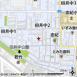 大阪府八尾市田井中周辺の地図