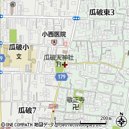 瓜破神社前周辺の地図