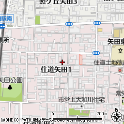 大阪府大阪市東住吉区住道矢田1丁目周辺の地図