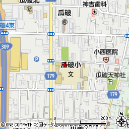 大阪市立瓜破小学校周辺の地図