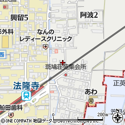 奈良県生駒郡斑鳩町阿波2丁目14周辺の地図