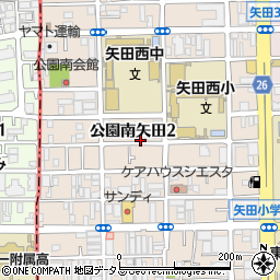 大阪府大阪市東住吉区公園南矢田2丁目周辺の地図