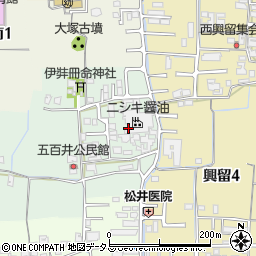奈良県生駒郡斑鳩町五百井1丁目3周辺の地図