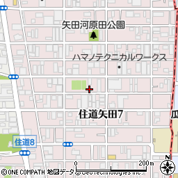 産経新聞　矢田・駒川専売所周辺の地図