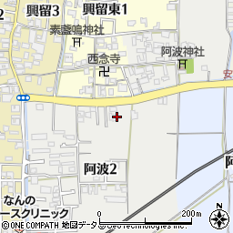 奈良県生駒郡斑鳩町阿波2丁目4周辺の地図