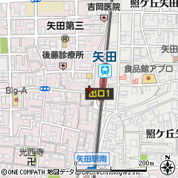 難波大勝　矢田駅前店周辺の地図