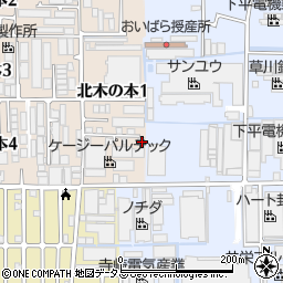 大阪府八尾市北木の本1丁目50周辺の地図