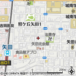 大阪府大阪市東住吉区照ケ丘矢田1丁目周辺の地図