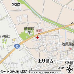 愛知県田原市池尻町宮脇周辺の地図
