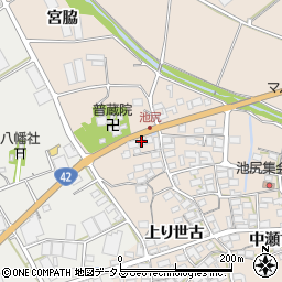 愛知県田原市池尻町（宮脇）周辺の地図