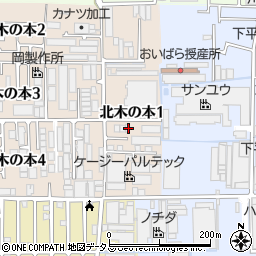 大阪府八尾市北木の本1丁目25周辺の地図