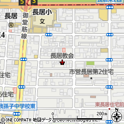 日本基督教団　長居教会周辺の地図