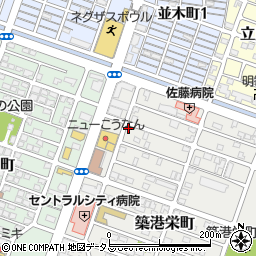 吉原冷蔵株式会社本社　築港物流倉庫周辺の地図