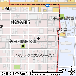 大阪府大阪市東住吉区住道矢田6丁目14周辺の地図