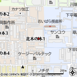 大阪府八尾市北木の本1丁目23周辺の地図