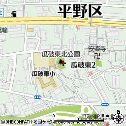 瓜破東北公園周辺の地図