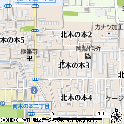 大阪府八尾市北木の本周辺の地図