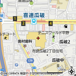 イオン喜連瓜破ショッピングセンター駐車場周辺の地図