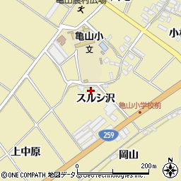 愛知県田原市亀山町スルシ沢周辺の地図