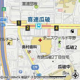 丸亀製麺 イオン喜連瓜破駅前店周辺の地図