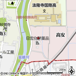 奈良県生駒郡斑鳩町高安周辺の地図