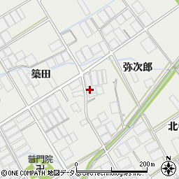 愛知県田原市若見町弥次郎周辺の地図