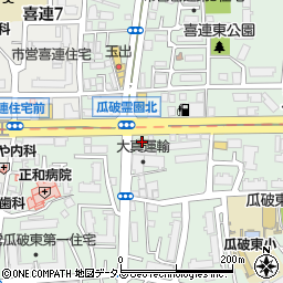 ファミリーマート瓜破東二丁目店周辺の地図