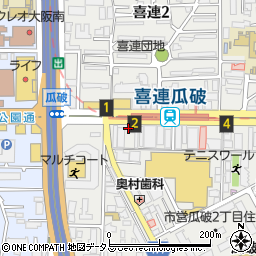 ソフトバンク　喜連瓜破周辺の地図