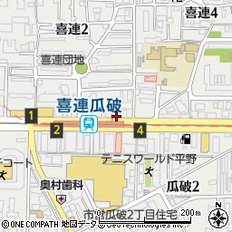 セブンイレブン大阪喜連瓜破駅前店周辺の地図