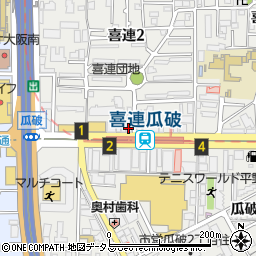 松屋喜連瓜破店周辺の地図