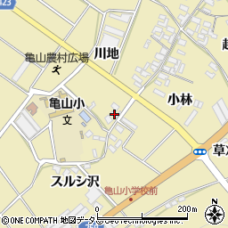 愛知県田原市亀山町川地52周辺の地図