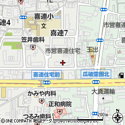 大阪市営喜連住宅３号館周辺の地図