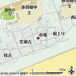 愛知県田原市赤羽根町市場周辺の地図