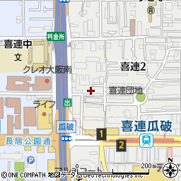 大阪市立　喜連瓜破駅有料自転車駐車場周辺の地図