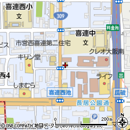 ファミリーマート喜連西六丁目店周辺の地図