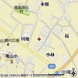 愛知県田原市亀山町川地28周辺の地図