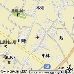 愛知県田原市亀山町川地24周辺の地図