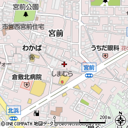 岡山県倉敷市宮前周辺の地図