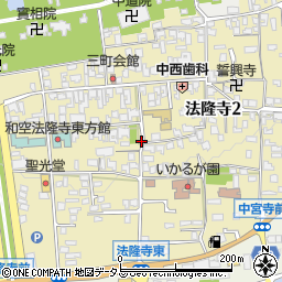 奈良県生駒郡斑鳩町法隆寺周辺の地図