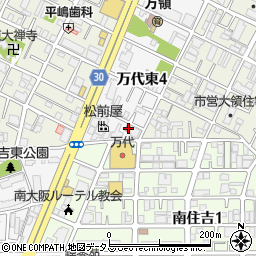 住吉万代東郵便局周辺の地図