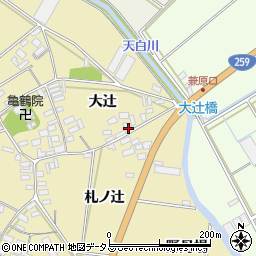 愛知県田原市亀山町大辻周辺の地図