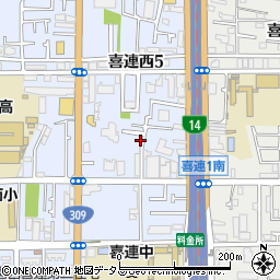 名鉄協商大阪喜連西５丁目駐車場周辺の地図