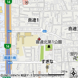 西田喜連東倉庫周辺の地図