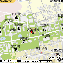 奈良県斑鳩町（生駒郡）法隆寺山内周辺の地図